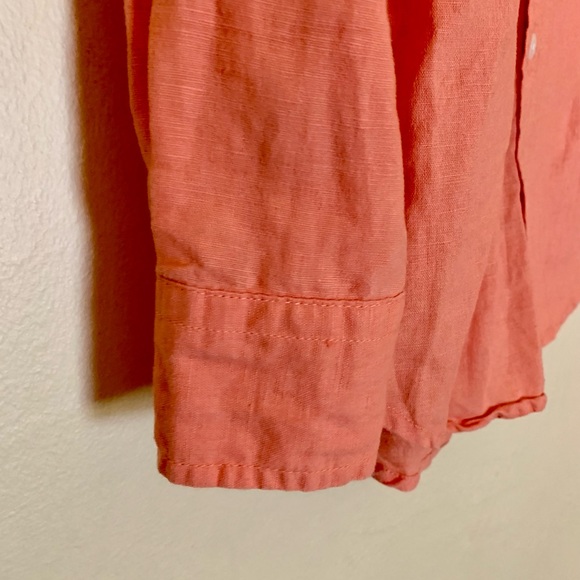 GAP kids Orange button down linen shirt. - Picture 7 of 10